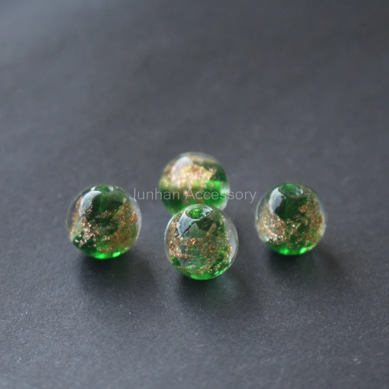 10Pieces /lot 12mm 14mm Glass lampwork beads with gold Silver foil