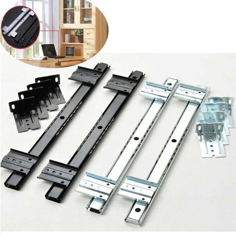 2PCS Ball Bearing Drawer Slide 27mm Computer Desk Track Guide Slideway