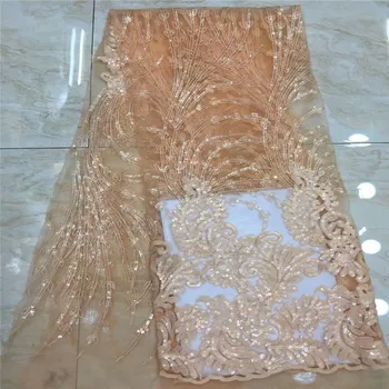

Madison French Lace Fabric With Sequin 2019 Mesh Embroidered Fabric 5Yards/Lot Guipure African Tulle Lace Fabric