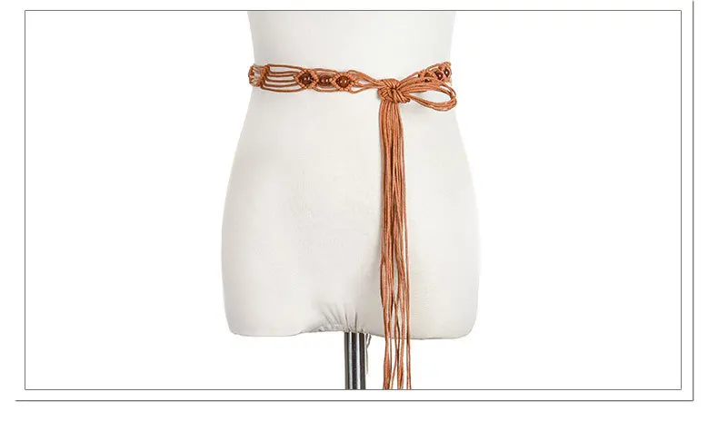 Чешского плетение с поясом в виде веревки для Для женщин Бохо ручной работы личности бисер леди Креативный дизайн талии пояс Cinturon Mujer BZ86