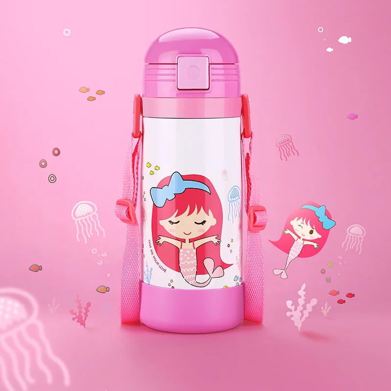 Thermose bottle for kids 304 stainless steel vacuum flasks thermal cup with straw rope portable (5)