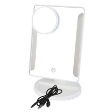 2016 Hot Selling 36 LED USB Power Portable Plastic Framed Mirrors Folding Toilet Lighted Makeup Mirror with Magnifier