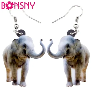 

Bonsny Statement Acrylic Happy Elephant Earrings Big Long Dangle Drop Women Girls Ladies Kids Fashion Wild Jungle Animal Jewelry