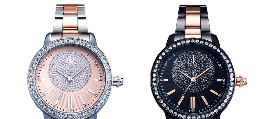 Shengke, женские кварцевые часы, розовое золото, часы для девушек, Лидирующий бренд, кристалл, роскошные женские наручные часы, часы для девушек, Relogio Feminino