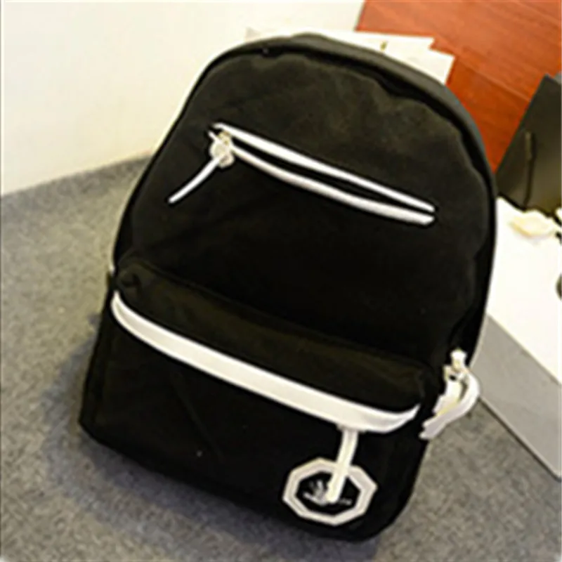 Black Canvas Schoolbag Backpacks Adjustable Straps Casual Traveling Bag Backpacksschoolbag