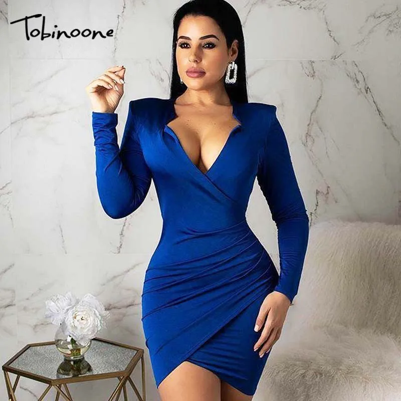 

Tobinoone Party Dresses Sexy Women Deep V Neck Satin Booty Dress Fitness high waist Party Night Club Mini Outfits 2019 Vestidos