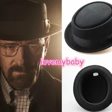 Новая шерстяная фетровая свинина пирог крушаемая шляпа во все тяжкие шляпы Волтер Черный