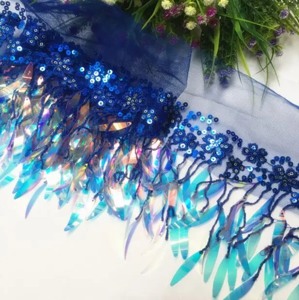 

5style Color Symphony Flower Embroidered Sequins Fringe Costume Lace Accessorie diy textiles wedding cloth polyester fabric C581