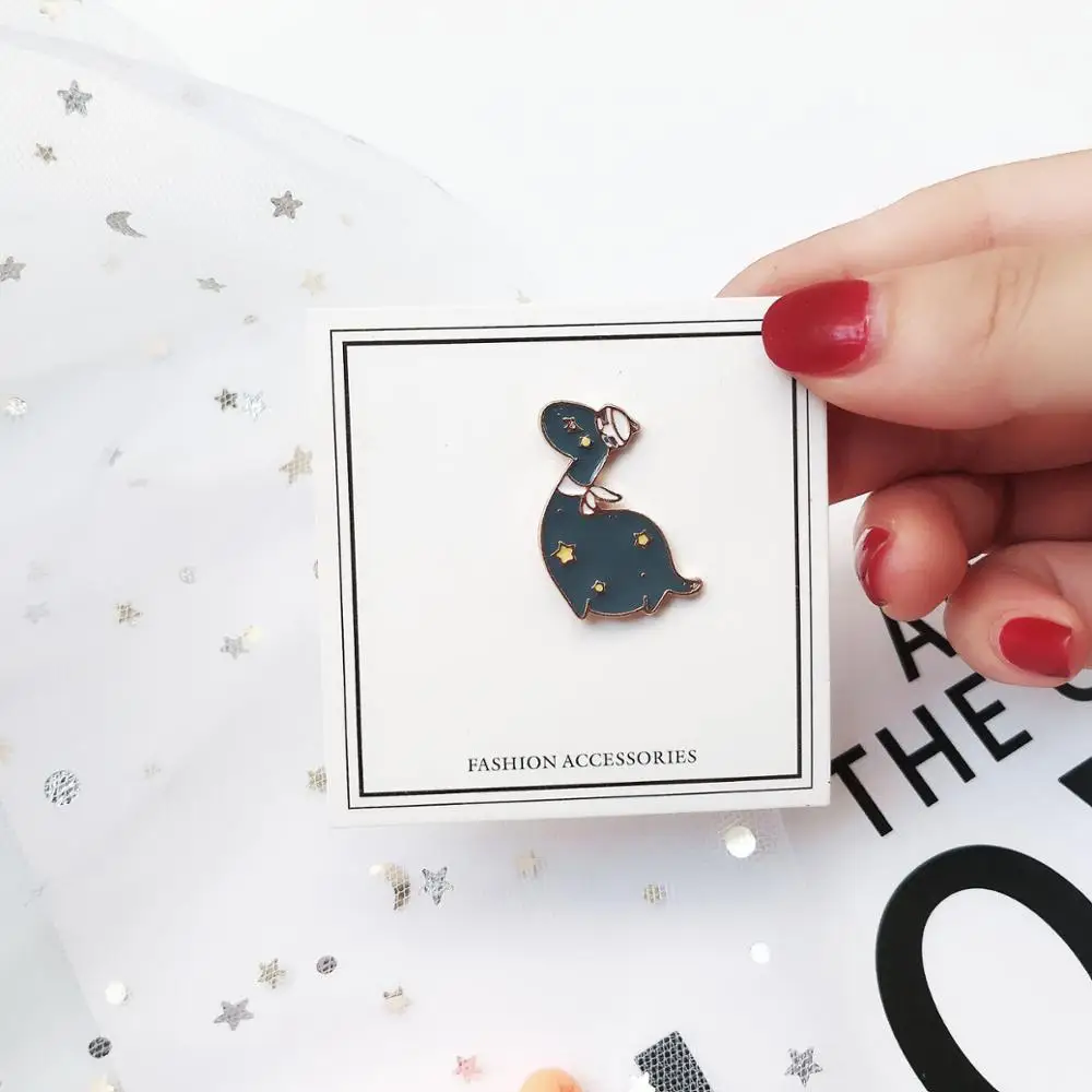 

Free Shipping Cartoon Personality animal collar needle cartoon cute alloy drop oil dinosaur creative badge brooch For Women