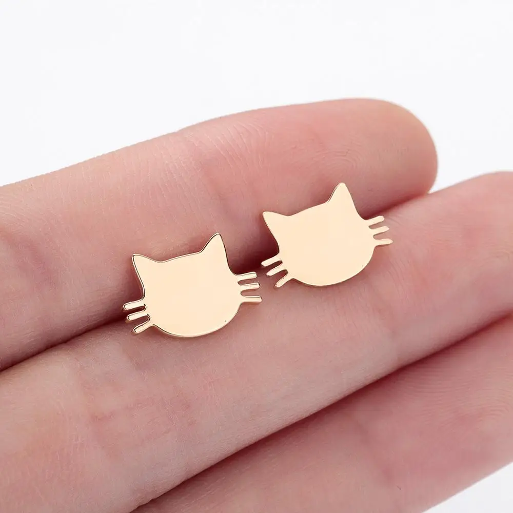 

Chandler Stainless Steel Cat Earring Kitten Cartoon Women's Minimal Baby Kids Jewelry Cute Animal Kawaii Sweet Bronics