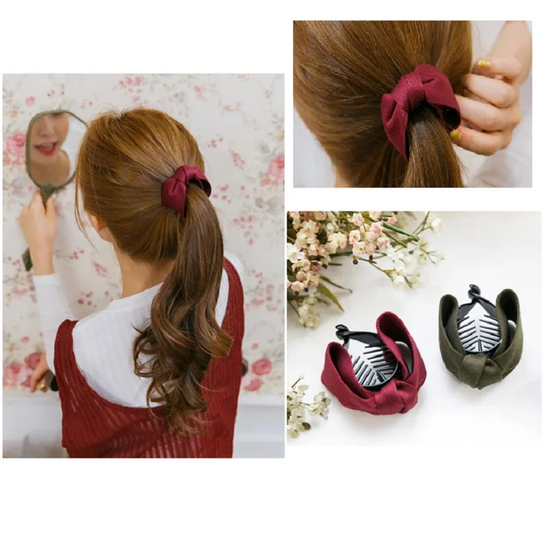 

Fashion hair clip Fabric Bow Hair Claw Elegant Women Solid Cloth Ties Banana Hair Crab Clips Ponytail Hold Girl Hair Accessories