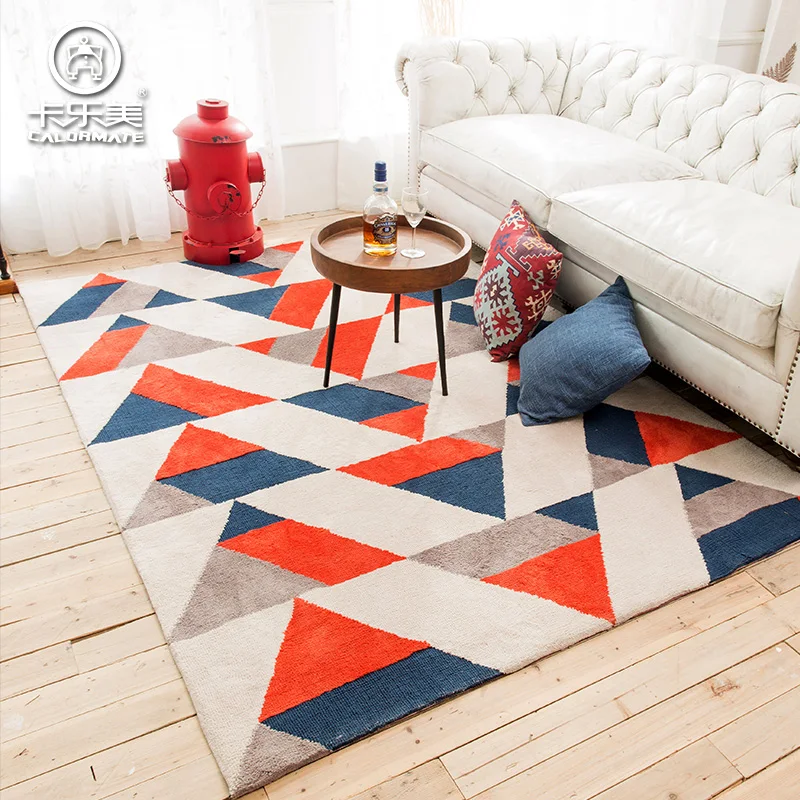 

New Modern graphic brief geometric patterns carpet household bed rug fashion color block rectangle mats