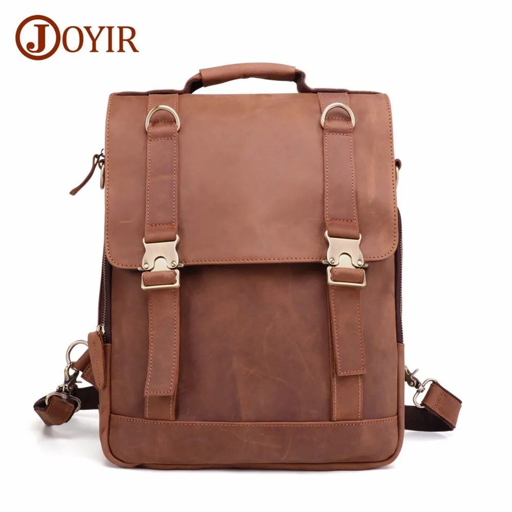 

JOYIR Crazy Horse Cowhide Men Backpack Genuine Leather Vintage Daypack Travel Casual School Backpack Male Laptop Bags Rucksack