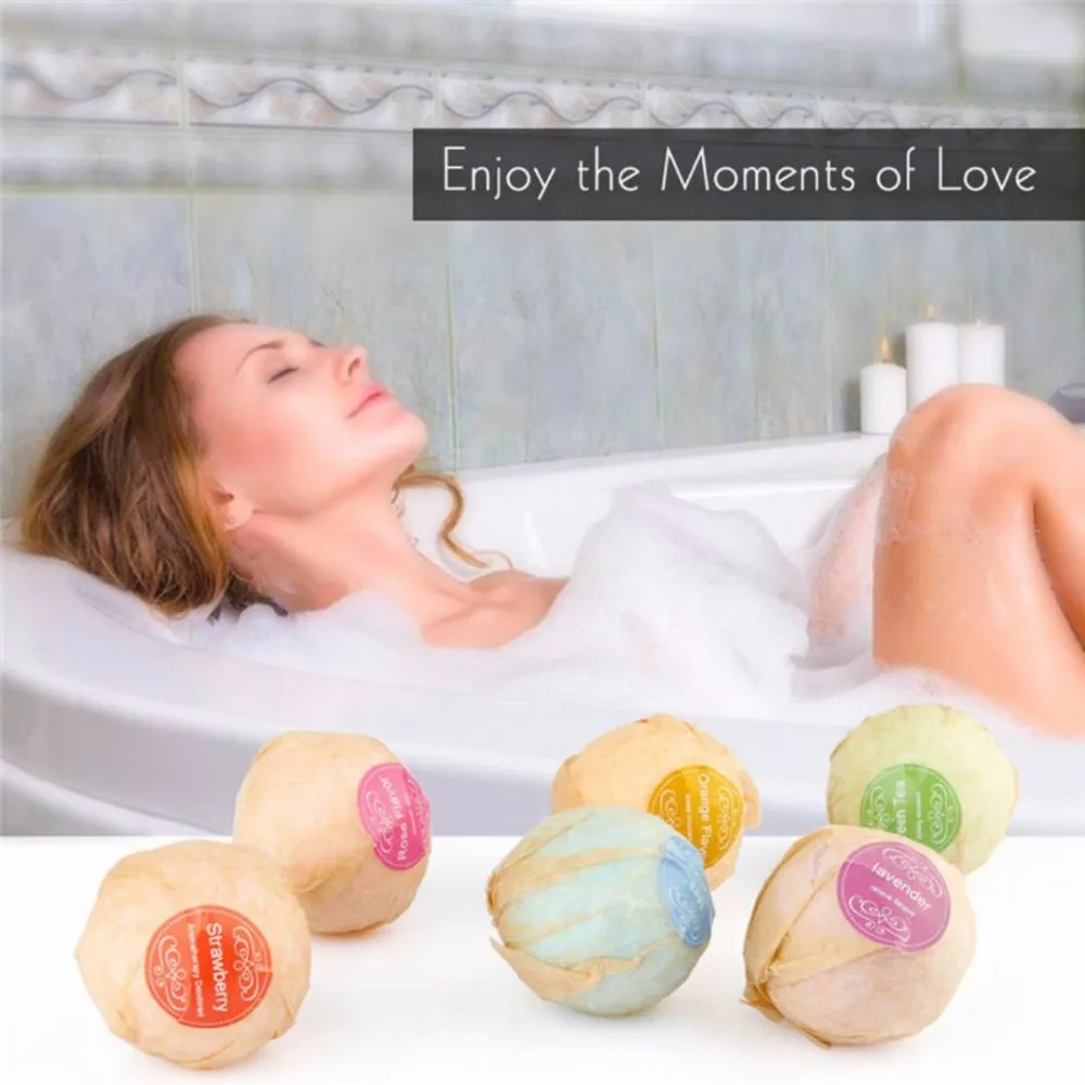 6PC Bath Bombs Bubble Bath Salts Ball Essential Oil Handmade SPA Stress Relief Exfoliating Mint Lavender Rose Flavor 100g 4