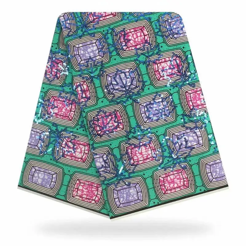 

2019 lastest africain veritable wax best quality sequines wax,nigerian fashion african wax print fabric 6yards/lot ! J50639