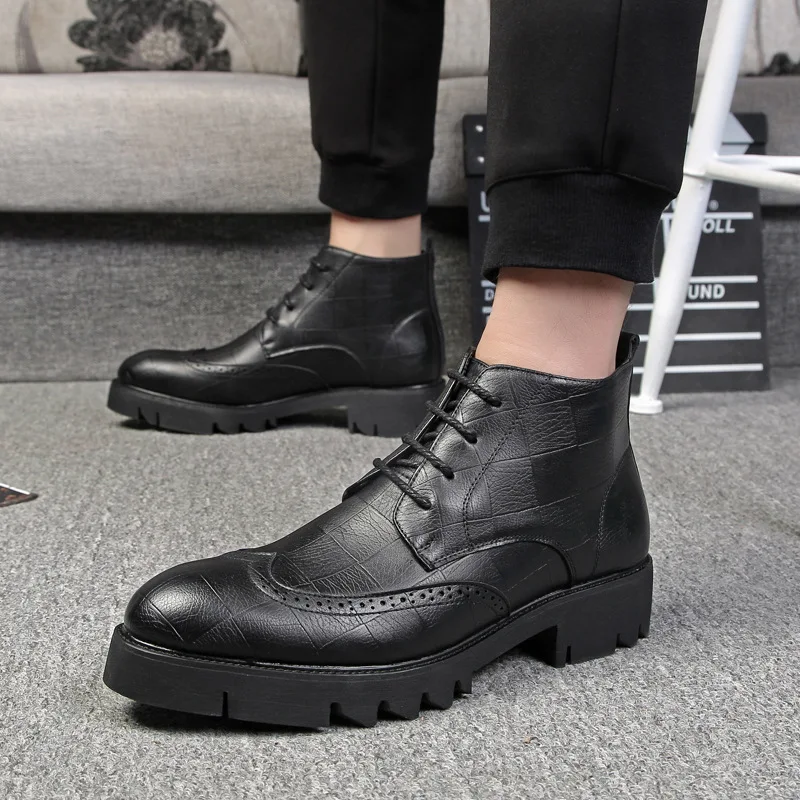 

Winter Men's Boots, Lace, Business Boots, Martin Boots, Men's Boots, Thick Bottom Trend, Leather Shoes.