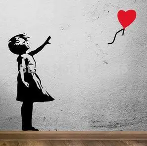 

Banksy Balloon Girl Wall Vinyl Stickers Art Decal Reusable & Removable Decal 2017 fashion custom made Poster