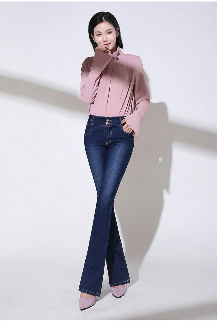 Джинсы женские осенние брюки плюс бархат высокая талия женские джинсы в Корейском стиле большой размер стрейч тонкие широкие брюки