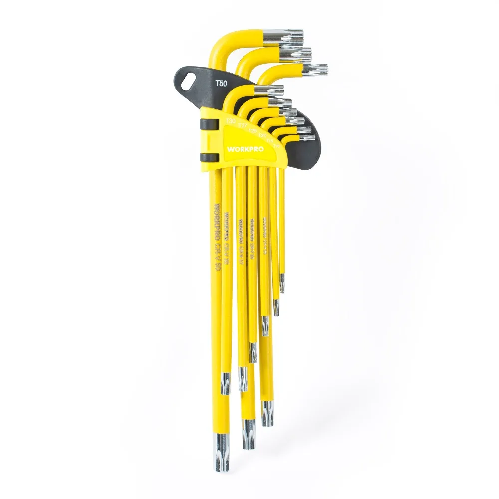 WORKPRO W022012 9 шт Длинный рычаг CR V Torx набор ключей шестигранный ключ инструментов T10
