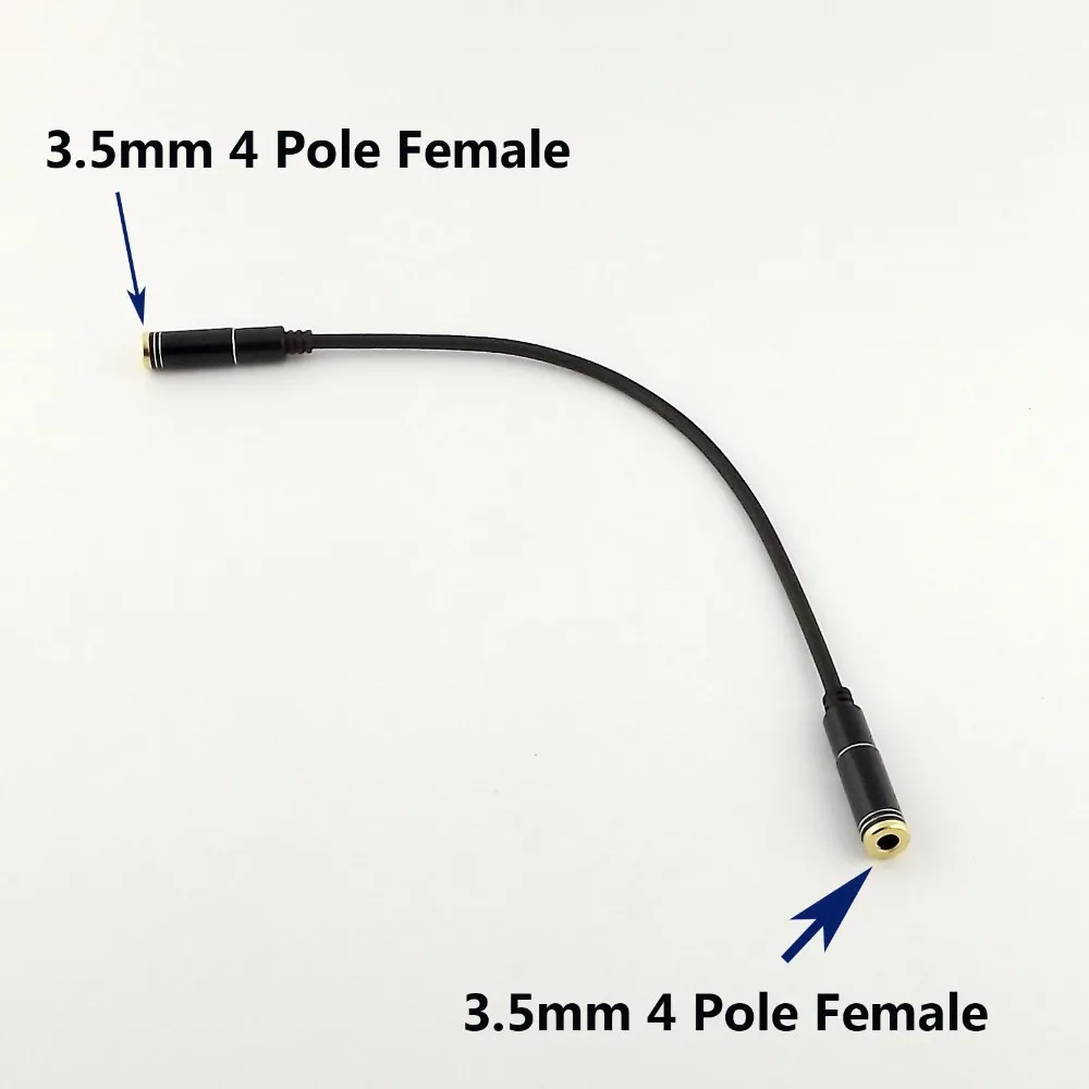

2pcs 3.5mm 1/8" 4 Pole 3 Ring Female /Female Stereo Audio Aux Adapter Convertor Cable 20cm