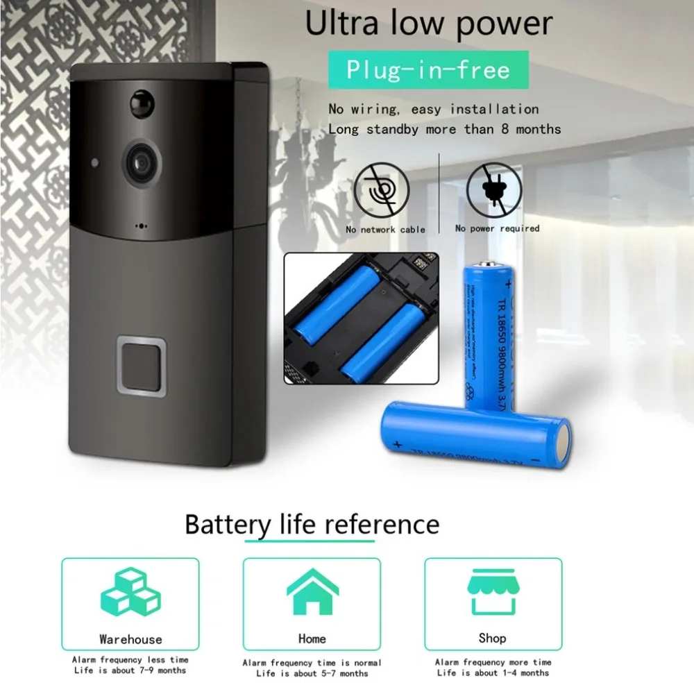 

WF05 Smart Video Doorbell Wi-Fi Infrared Night Vision Wireless Voice Connection Doorbell Home Electronic Cat Eye