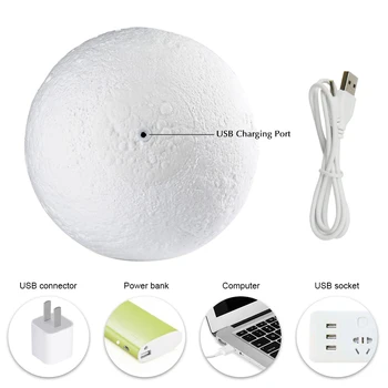 

LED Moon Lamp SMD5730 Rechargeable Battery Night Lamp Pat Control Home Decoration USB Charging Moon Light baby lamp nightlight