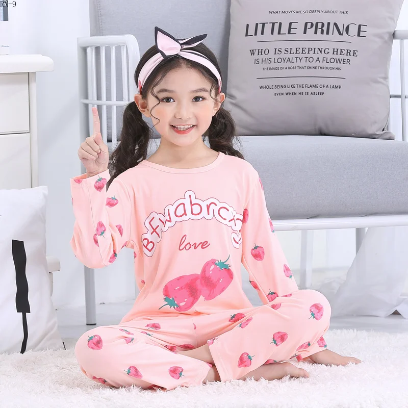 

Fashion 2019 Spring Thin Cartoon Pajamas Suit for Children Long Sleeve Casual Girls Sleepwear Full Pants Kids Nightwear Lounge