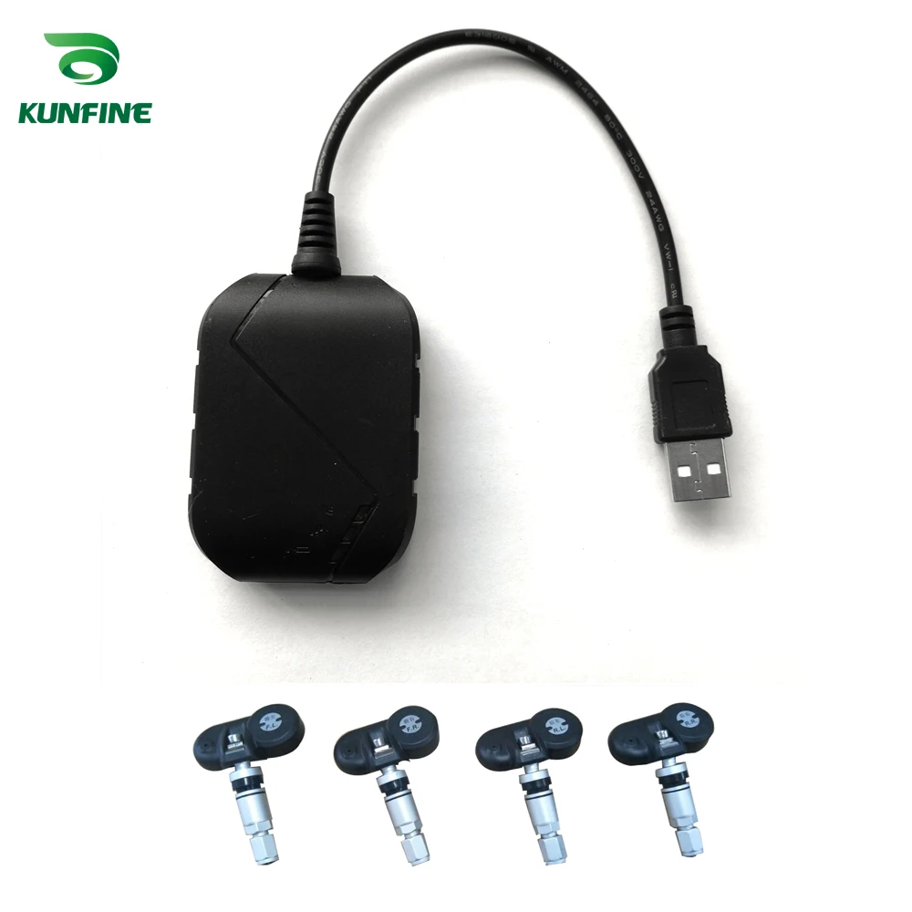 KUNFINE USB Android TPMS система контроля давления в шинах Дисплей Сигнализация 5 в Android навигация Автомагнитола с 4 датчиками