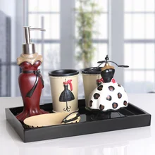 Творческий Ванная комната пять частей Смола Вымойте Набор Средиземноморский ванных принадлежностей чашку комплект Новые Свадебные товары LO723445
