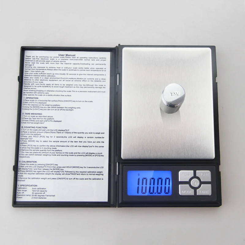 ACCT-500 500g x 0.01g Portable High Precision Digital Scale with Trays