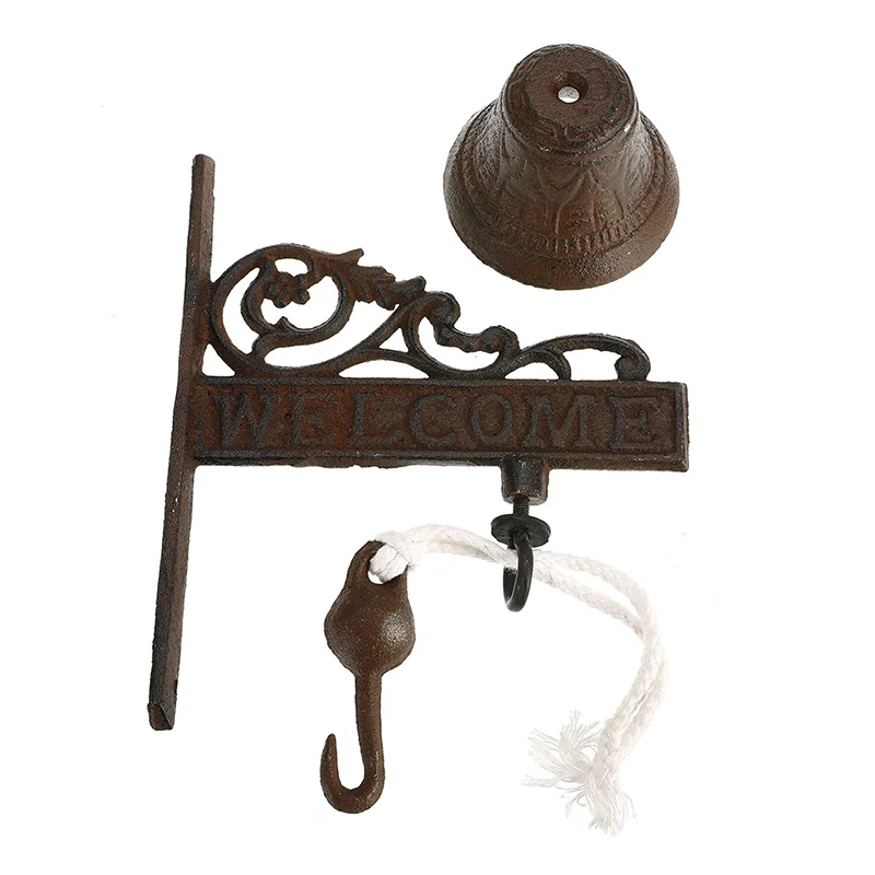Nordic Style Vintage Brown Metal Iron Door Bell Wall Mounted Welcome Cast Wireless DoorBell Porch Garden Decoration Nordic Style Vintage Brown Metal Iron Door Bell Wall Mounted Welcome Cast Wireless DoorBell Porch Garden Decoration