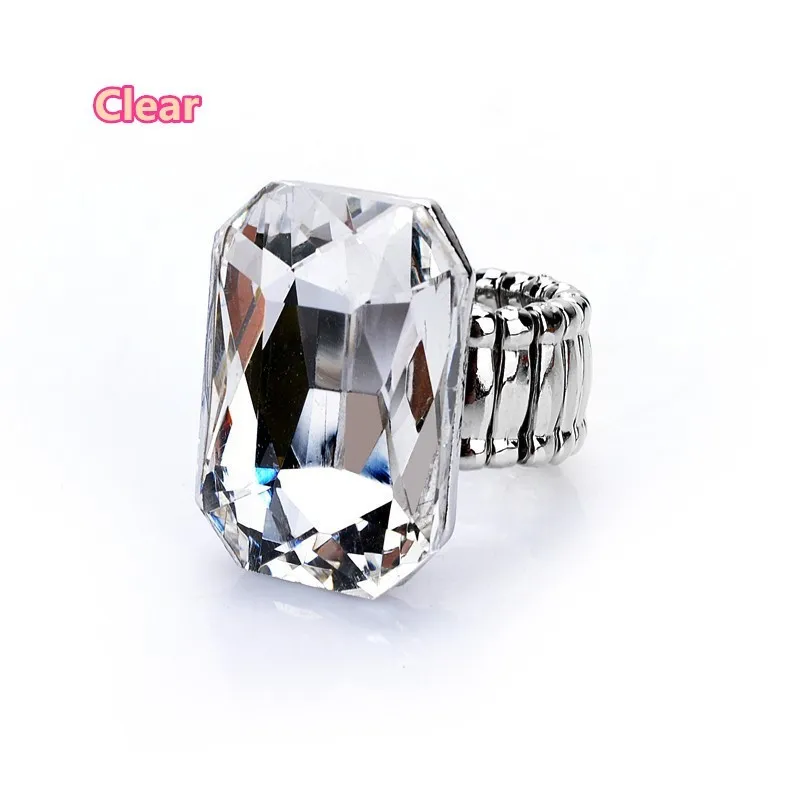 Индивидуальное элегантное большое кольцо для женщин, 7 цветов, большой камень из смолы, модные эластичные растягивающиеся кольца на палец, ювелирные изделия, рождественский подарок