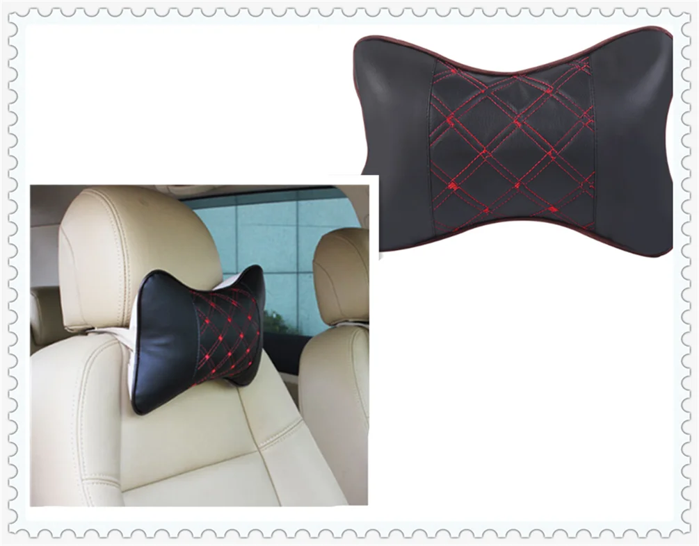 

Car shape seat headrest neck leather universal breathable pillow for Land Rover 2.5 V6 found 3 V6 V8