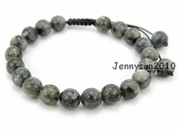 

Handmade 8mm Adjustable Natural Larvikite Labradorite Gems Stone Round Beads Bracelet Healing Reiki 5 Strands/Pack