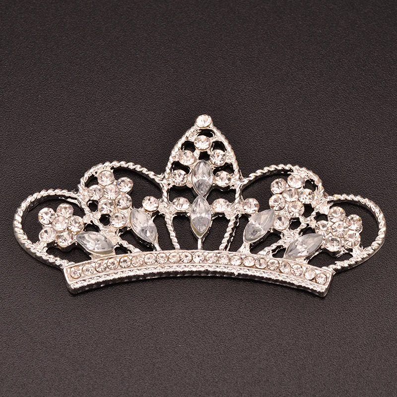 

Rhinestone Tiara Crown Embellishment Used On Wedding Invitation 100PCS/lot Silver Color 54MM*28MM