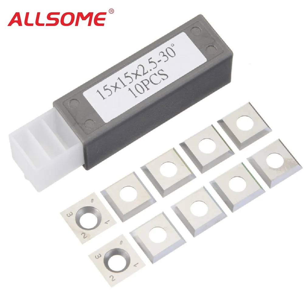 

ALLSOME 10pcs 15x15x2.5mm 30 Degree Carbide Inserts Cutter for Wood Turning Tool HT1913