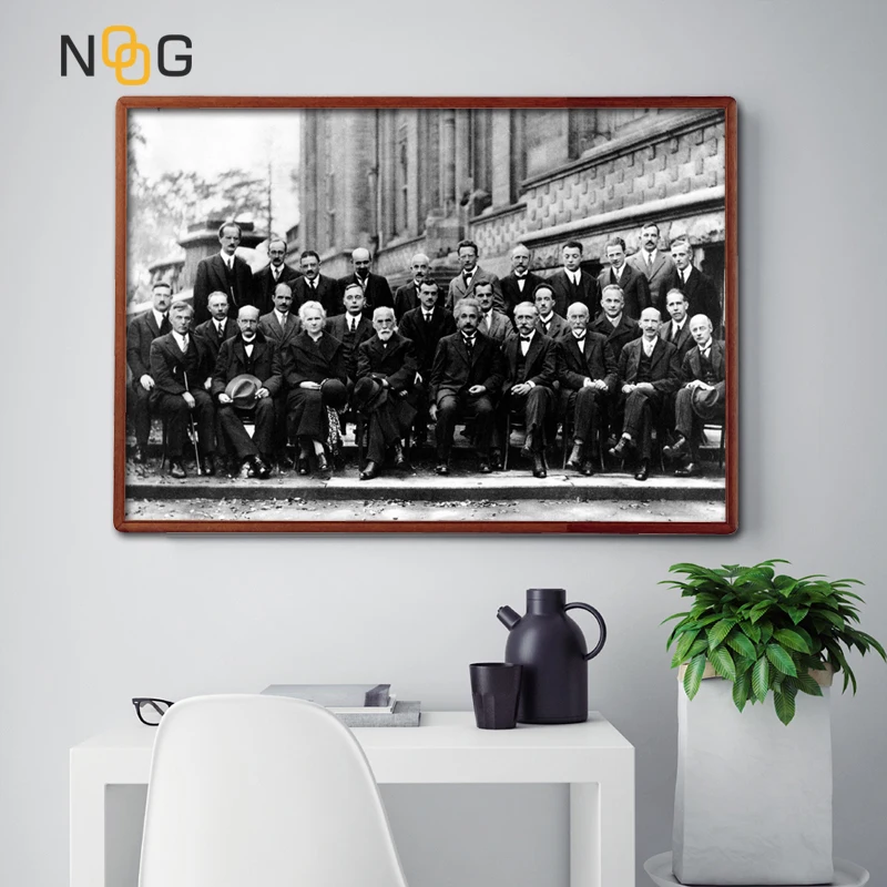 

NOOG Einstein In Solvay Conference 1927 Physicist Canvas Art Print and Poster Nursery Canvas Painting for Kids Room Nordic Decor