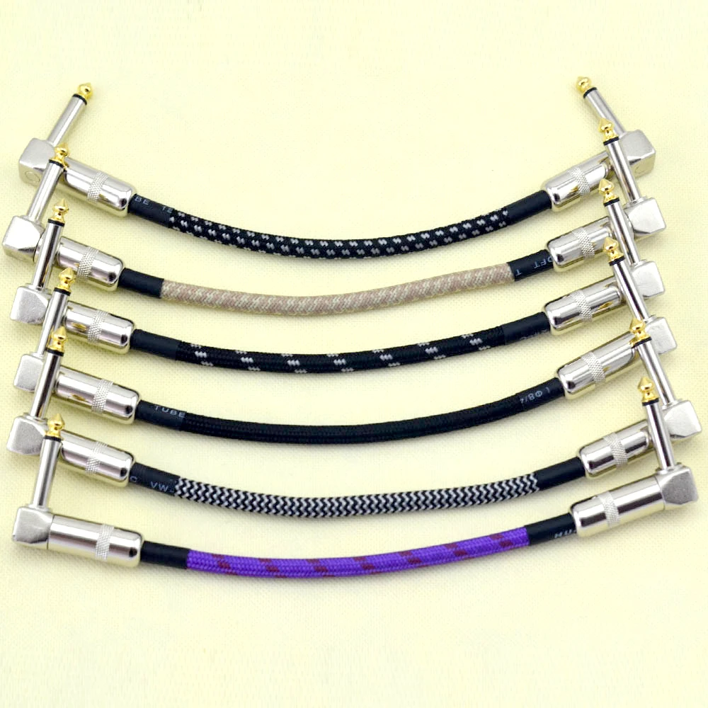

6 X Guitar Effect Pedal Patch Cable with 1/4" 6.35mm Right Angle Plug, 21CM Free Shipping