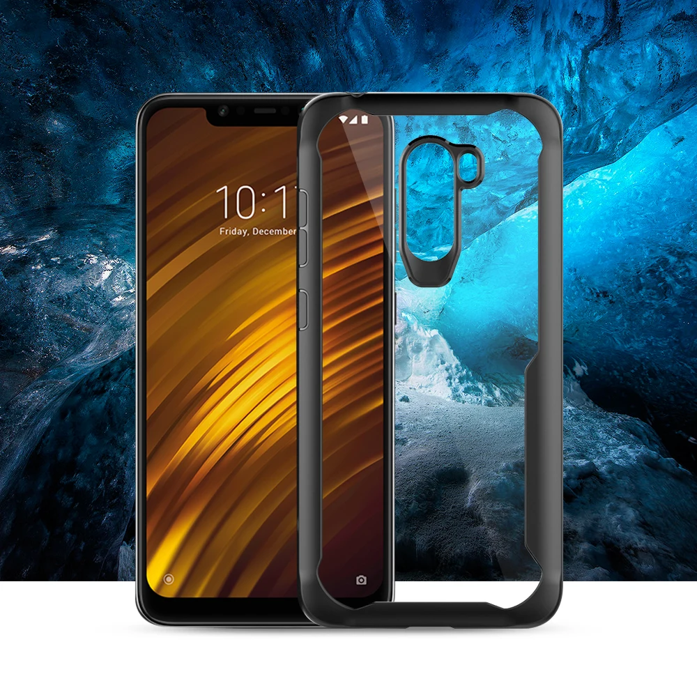 For Xiaomi Pocophone F1 Soft TPU+Hard PC Back Cover Case For Pocophone F1 Silicone Protective Case For POCO F1 Transparent Cover