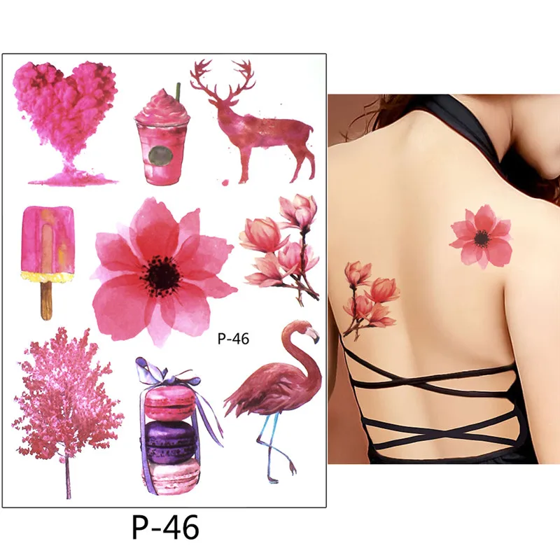 Новое поступление, 1 лист, временная татуировка, наклейка, KM-056, цветок, рука, боди-арт, водостойкая татуировка, красота, лиса, женская, кокетка, наклейка, дизайн - Цвет: P-46
