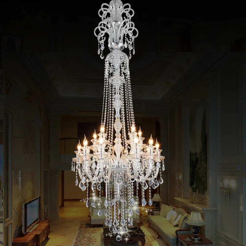 Large Modern Crystal Chandelier For High Ceiling Extra Large