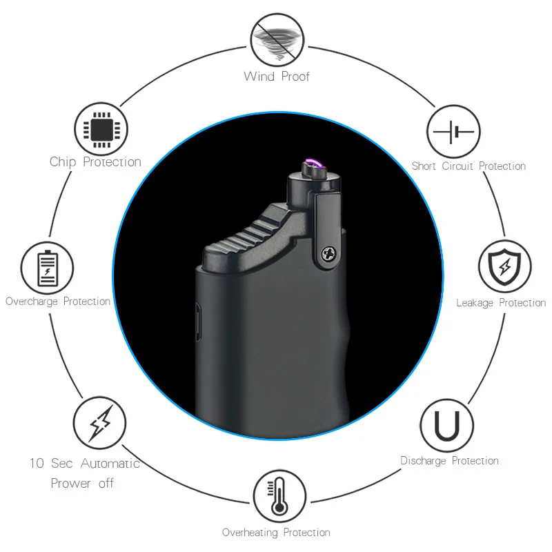 Беспламенная зажигалка зажигалки Телескопический дуговой фонарь плазменная Зажигалка USB Перезаряжаемый защищенный от ветра для курения аксессуары