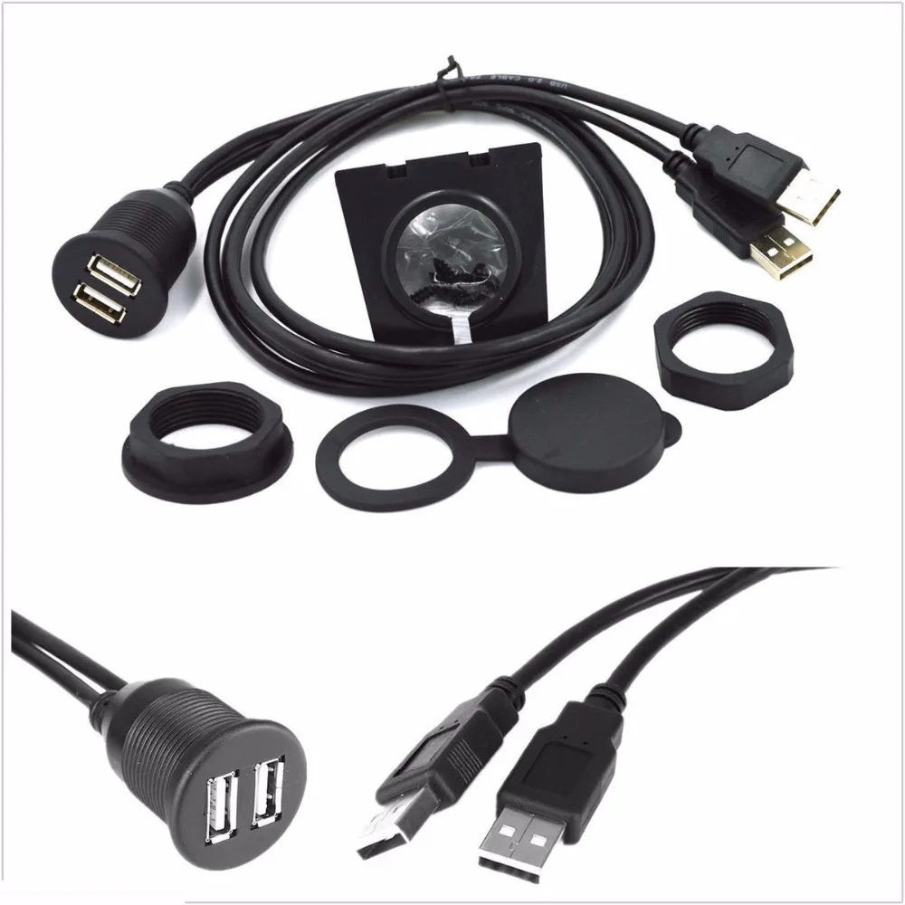 Car Stereo Dashboard 2 Ports USB Flush Mount Dual USB 2.0 A Male To