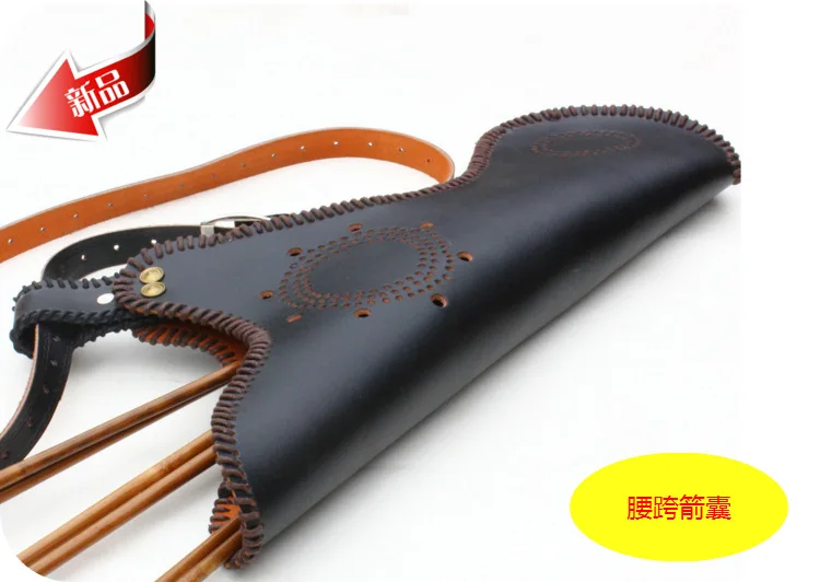 Tiro com Arco Quiver para Tiro Recurvo Composto Couro Genuíno Bolsa Setas Caça Tradicional 3mm 6 Genuíno Saco Setas Tiro Com Arco Quiver