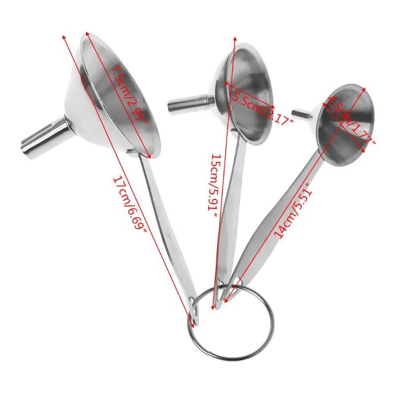 3 шт. воронки из нержавеющей стали с ручками портативный кувшин колбы воронки масла утечки инструменты