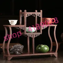 Твердая древесина куриное крыло дерева, двойные бутылки Стиль curio полки, орнамент маятник стойки