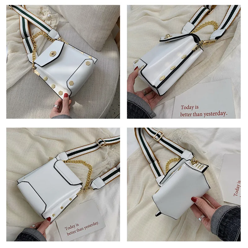 Bag for Women 2019 Fashion Leather Solid Handbags Mini Chains Bag Party Purse Phone Bags Women Crossbody Messenger Bags White