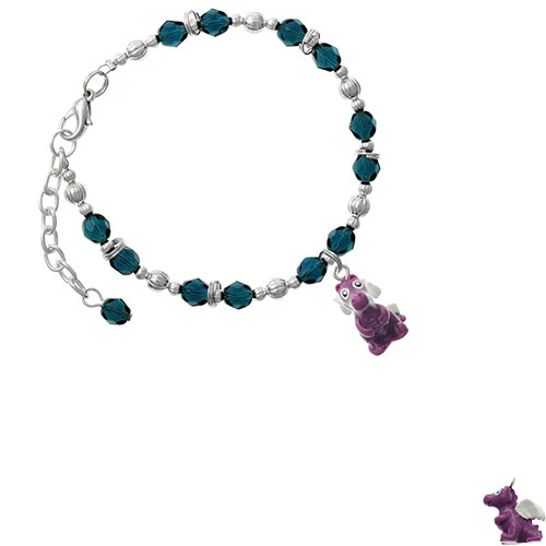 Resin Purple Dragon Darling Navy Blue Beaded Bracelet