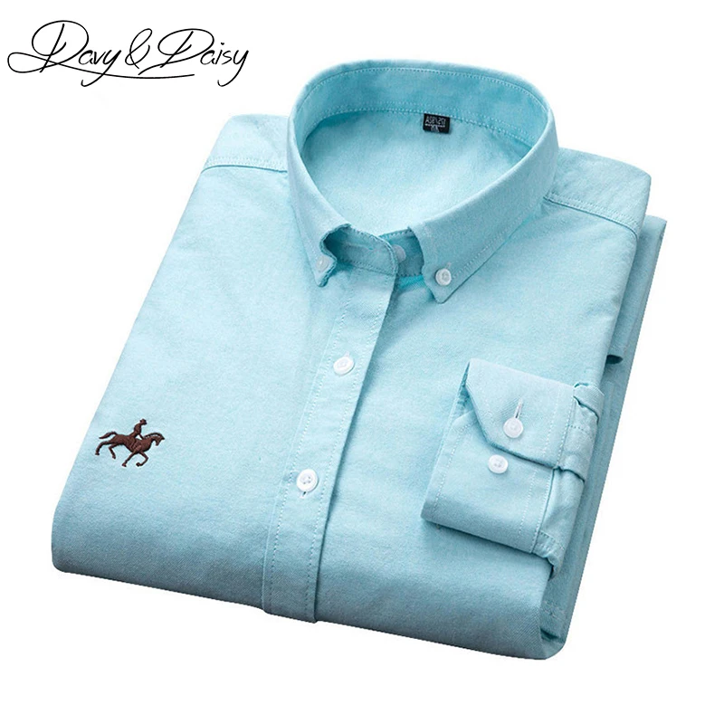 Achat DAVYDAISY Marque Chemises Oxford Hommes Automne Manches Longues Cintrée En Pur coton Unie Casual Hommes Chemise De Haute Qualité Chemise Homme DS 211