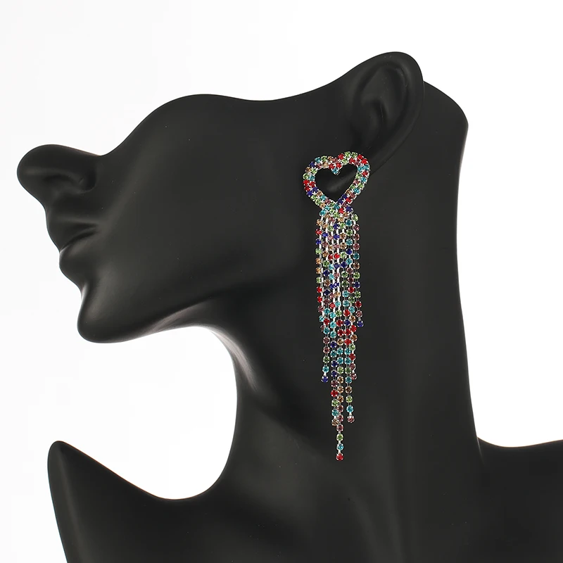 

YFJEWE Luxury multi color rhinestone Crystal Bridal Earrings for Women Teardrop Big Dangle Earrings Christmas Jewelry E638